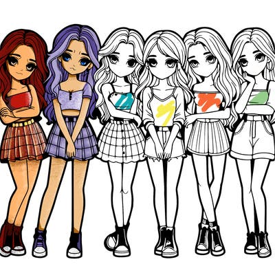 a group of girls realistic