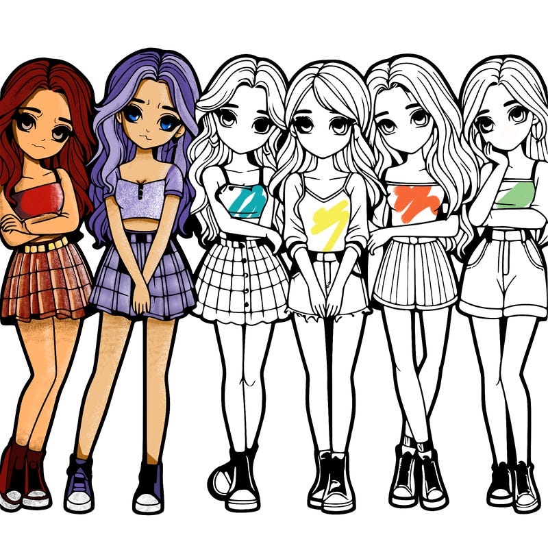 a group of girls realistic