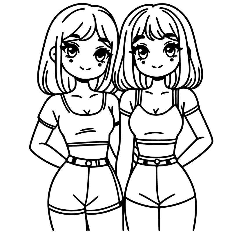 two girls wearing a crop top and shorts