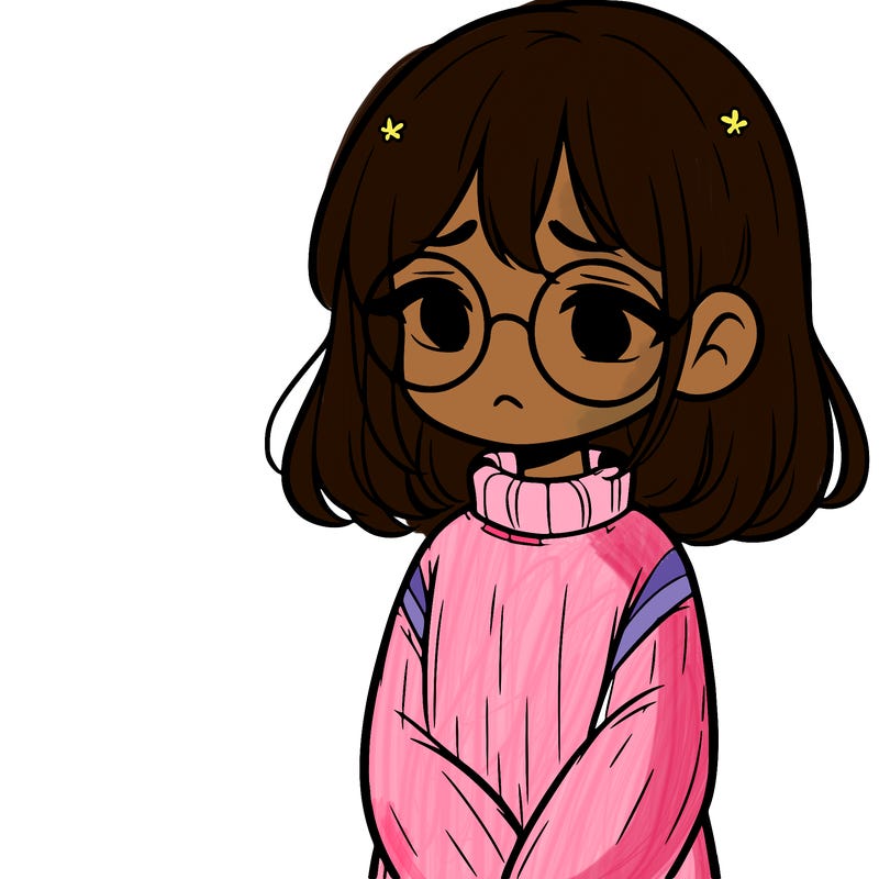 sad girl with glasses in a sweater