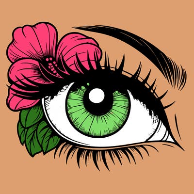 realistic eye with flower