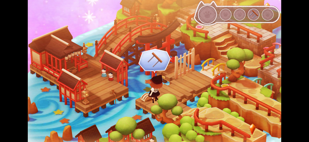 Stray Cat Doors 3: Chapter 2 - Un personaje explora un acogedor nivel de jardín japonés en Stray Cat Doors 3 Chapter 2