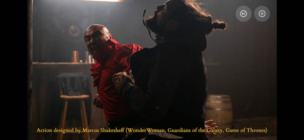 Live-Action-Kampfszene aus dem interaktiven Film Mia and the Dragon Princess.