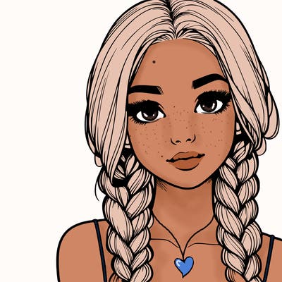 realistic girl with braids