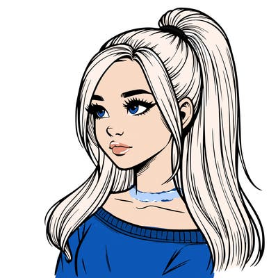 realistic girl with a high ponytail