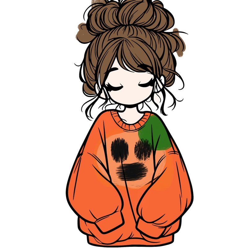 girl with baggy sweatshirt and messy bun