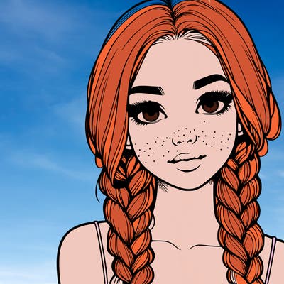 realistic girl with braids