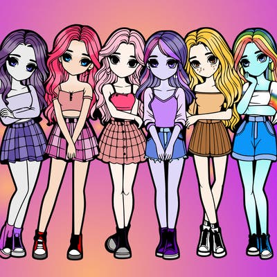 a group of girls realistic