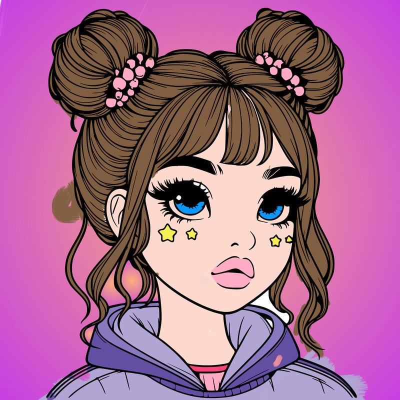 realistic girl with space buns