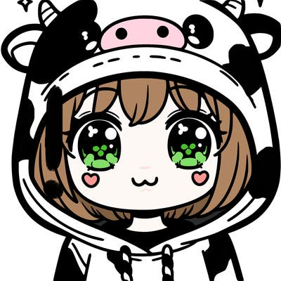 kawaii girl with cow hoodie