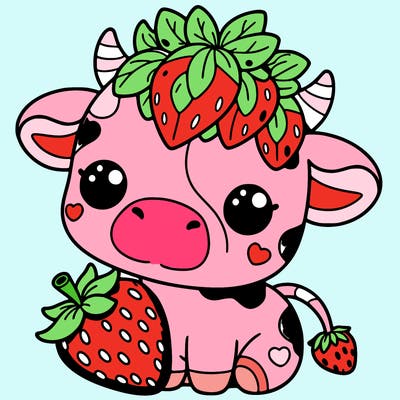 cute strawberry cow