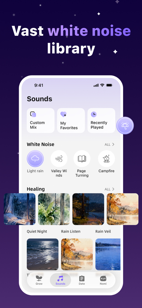 Otter Sleep-Sleep Tracker - White noise library and healing sounds interface in Otter Sleep app