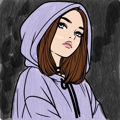 a realistic girl in a hoodie