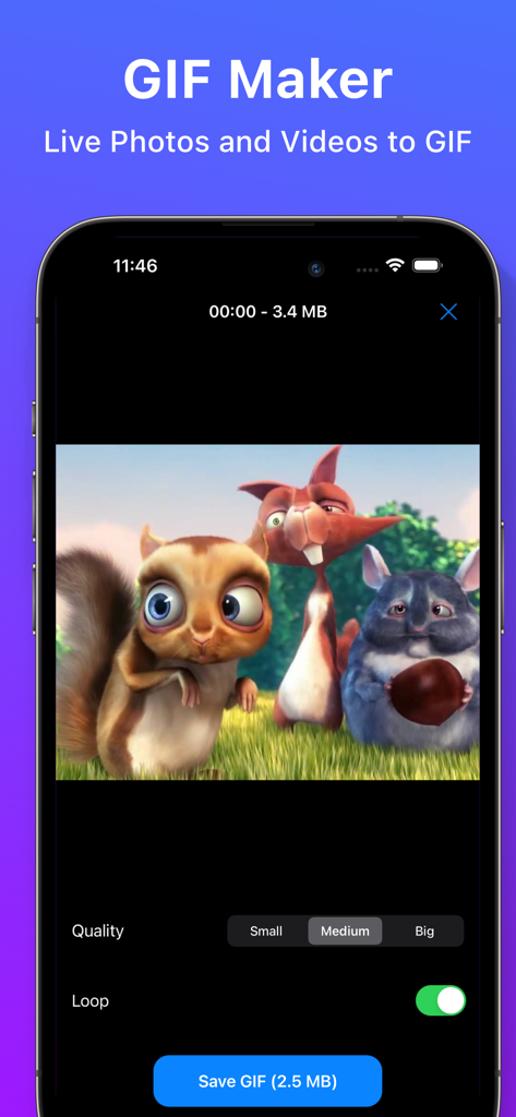 MaxVault - Photo & Video Vault - MaxVault GIF maker tool interface showing options to convert videos and live photos