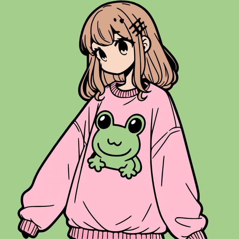 girl wearing frogging sweatshirt