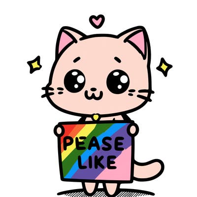 cute cat holding up a sign that says please like