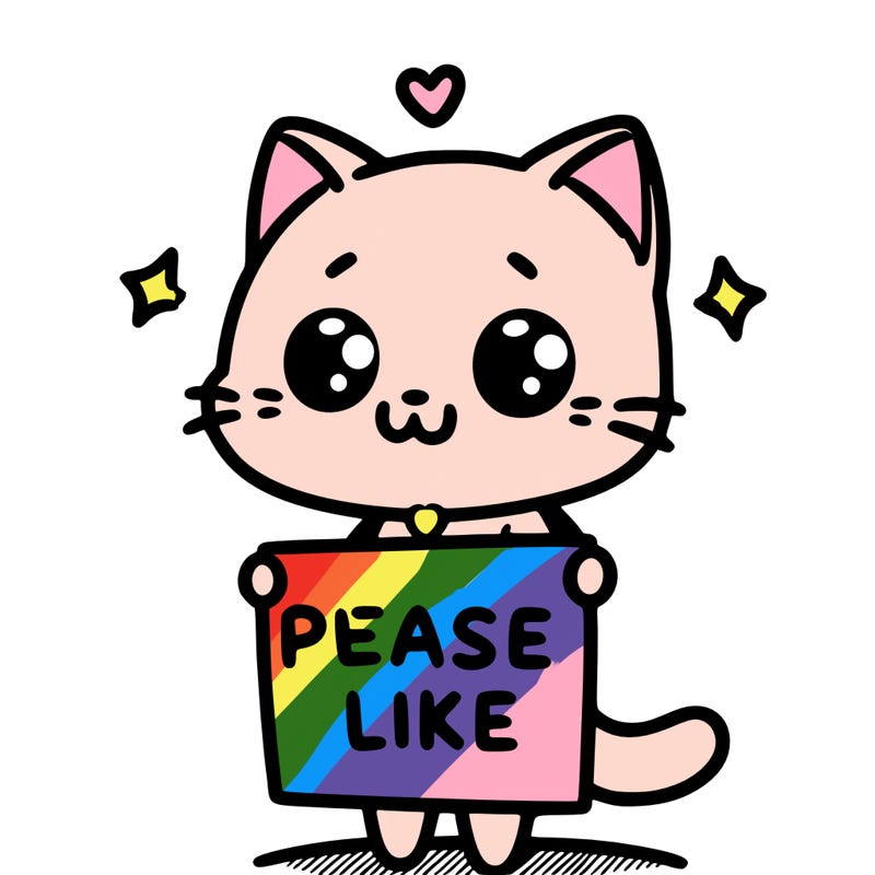 cute cat holding up a sign that says please like