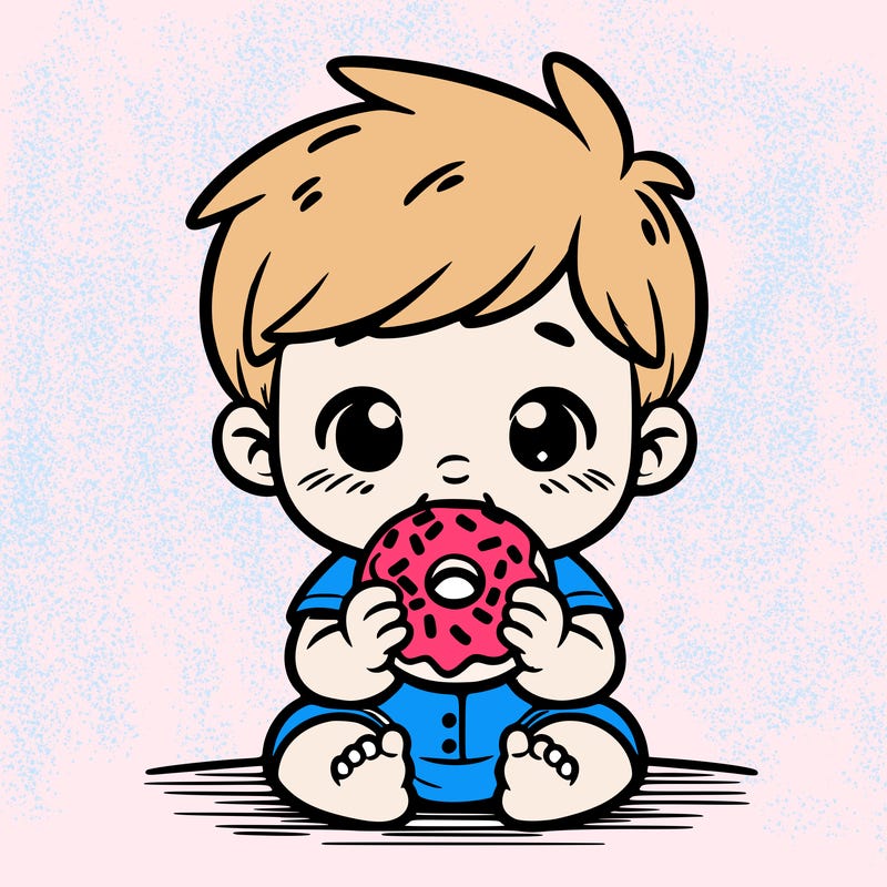 baby boy eating dountuts