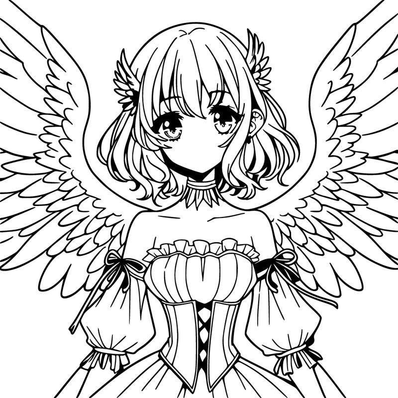 manga woman with large wings