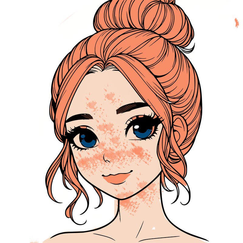 realistic pretty girl with hair in bun