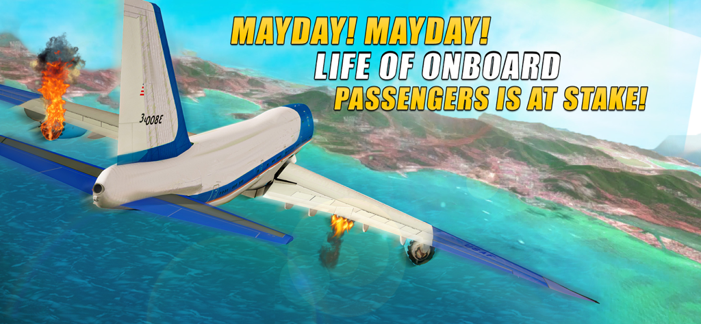 비상 비행 시뮬레이션 중 엔진에 불이 붙은 대형 여객기