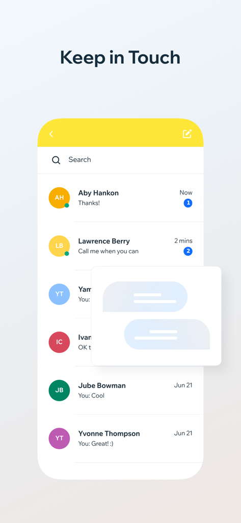 SELICELL - The messaging interface of the SELICELL app showing a list of chat conversations with customers and suppliers
