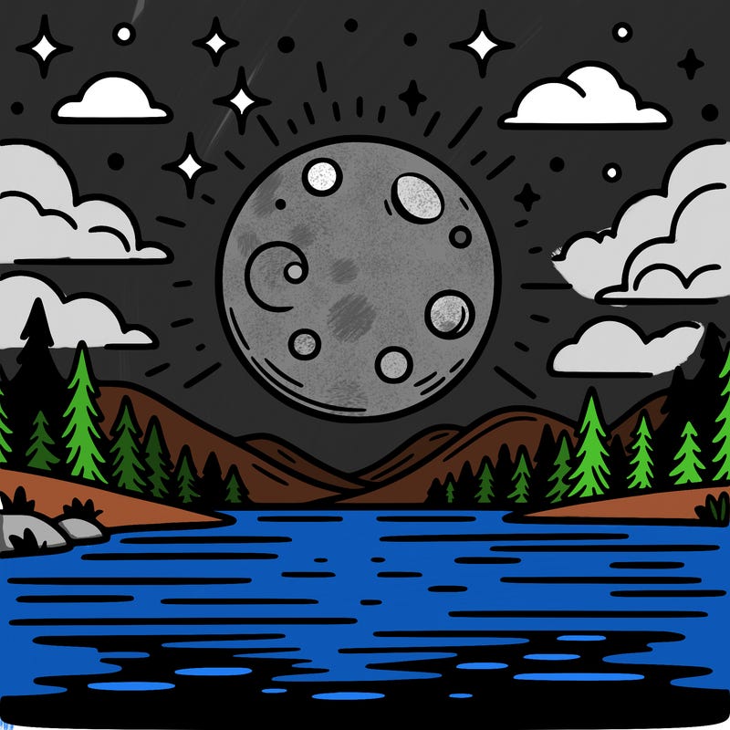 moonlight shining on a lake