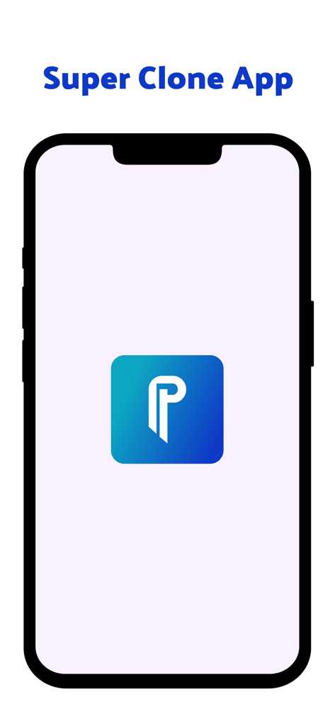 Parallel Account - Dual Space - Splash screen of Parallel Account app featuring the text Super Clone App and the app icon on an iPhone