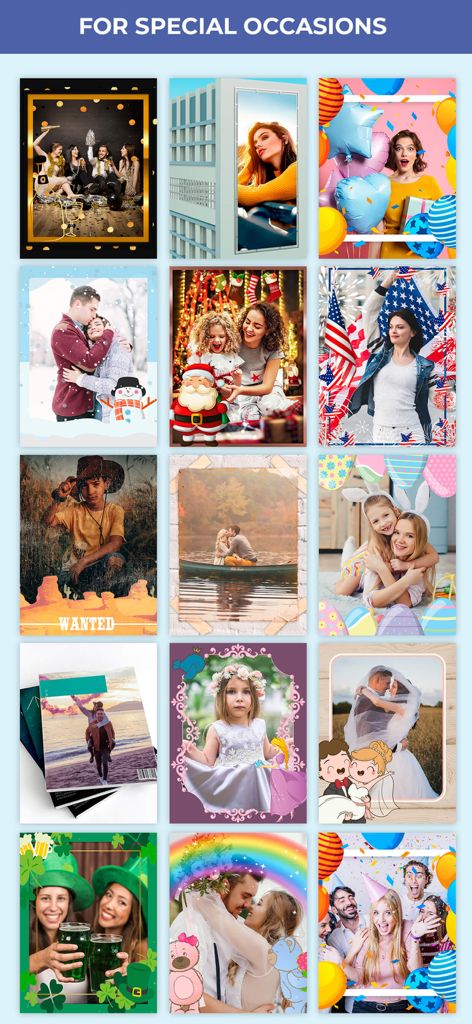 Frames 2026 Photo Editor day - A collection of themed photo frame templates for holidays and celebrations