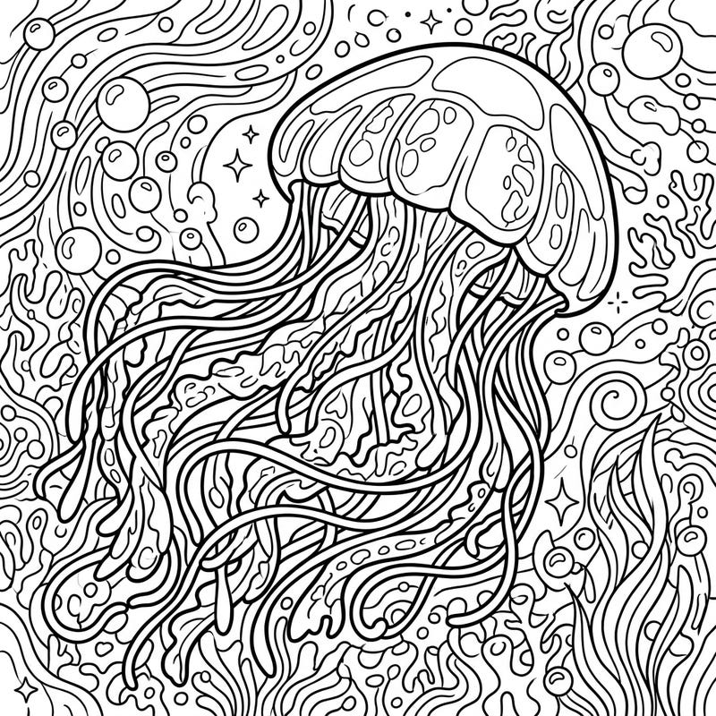 Uncover the beauty of the deep sea with this captivating Helmet Jellyfish coloring page. Its intricate details and mesmerizing form offer a truly engaging creative escape.