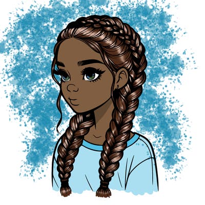 realistic girl with braids