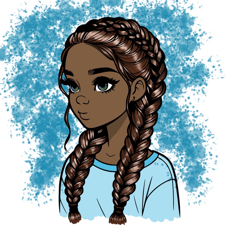 realistic girl with braids