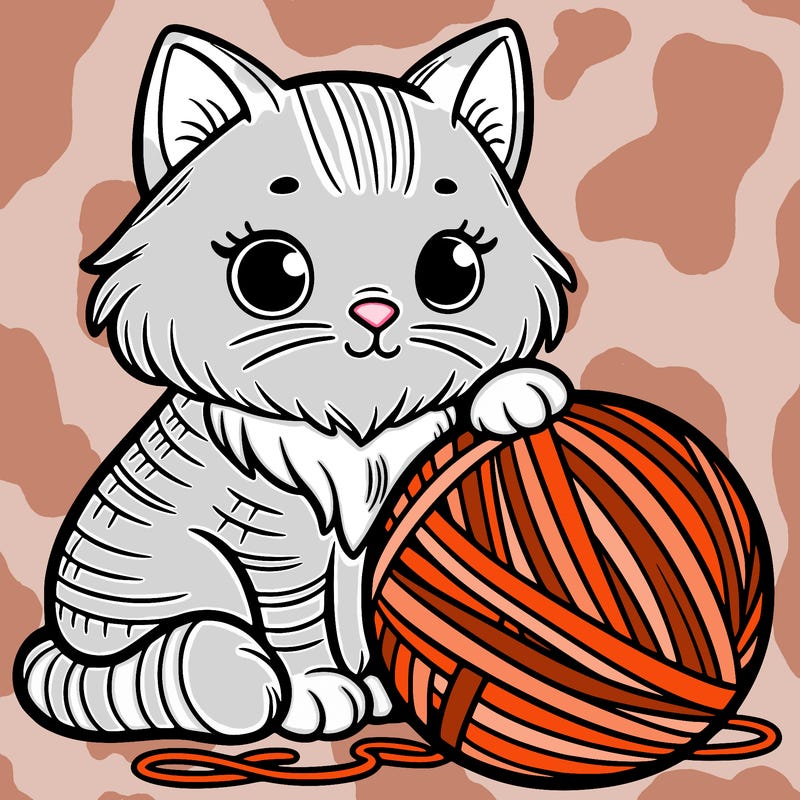 cat with ball of yarn