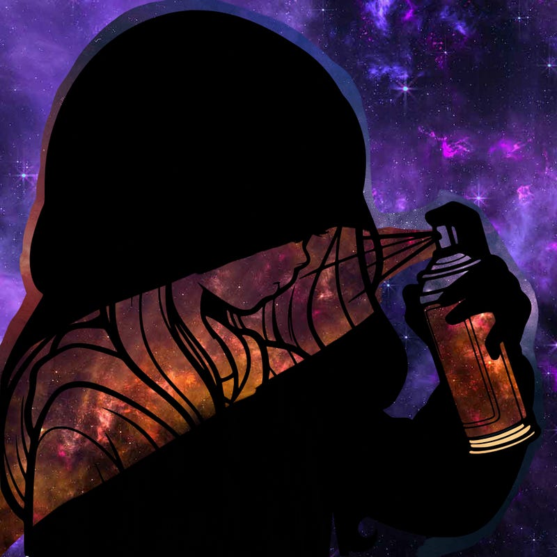 a realistic girl spray painting