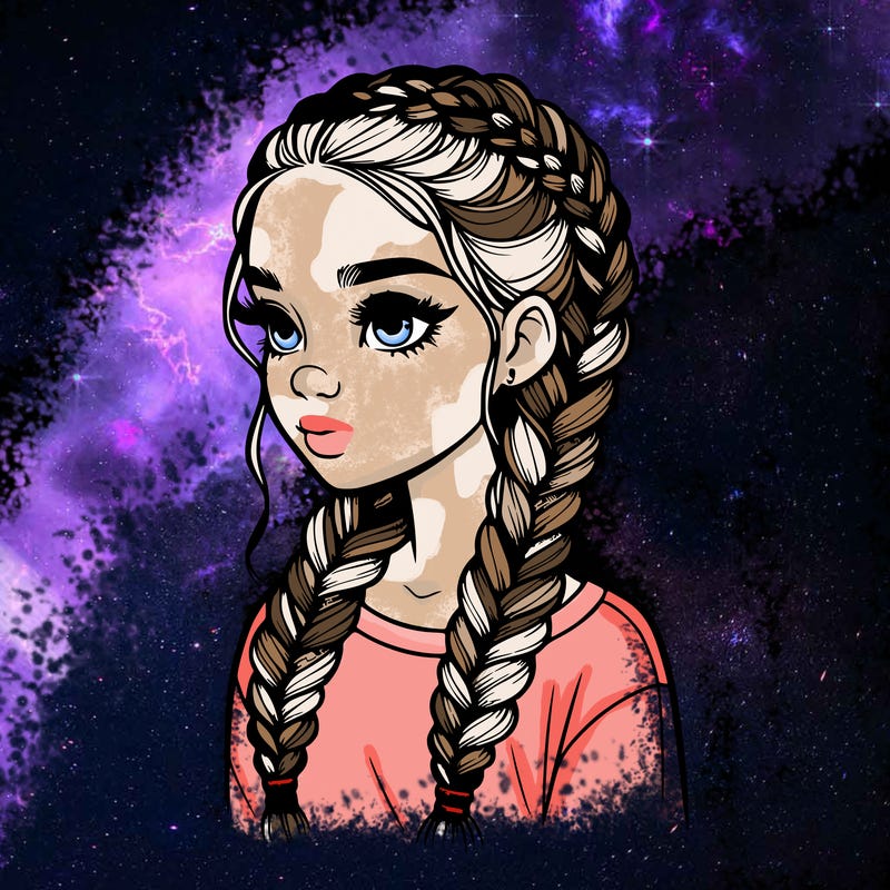 realistic girl with braids