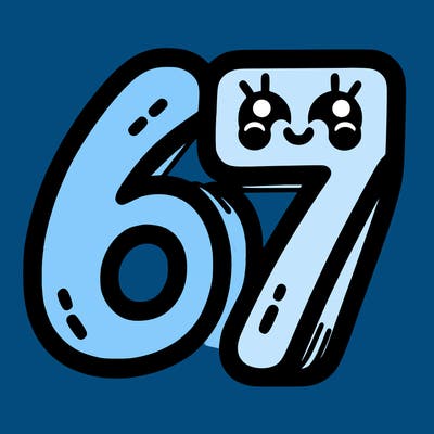 the numbers 67