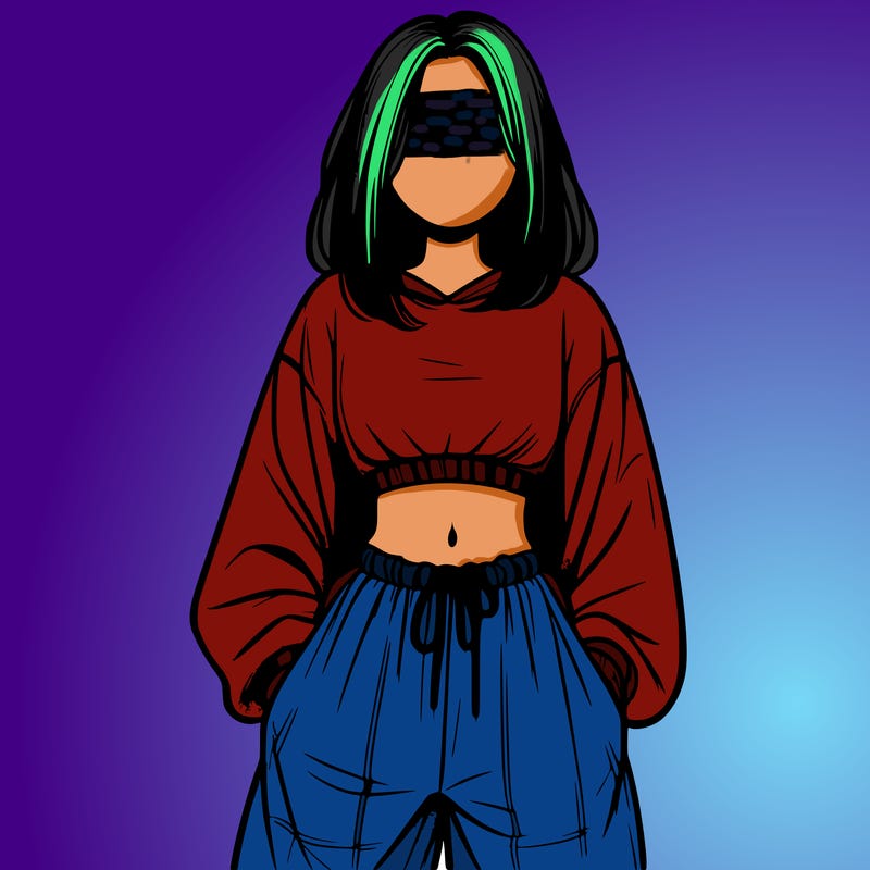 realistic girl faceless with baggy pants and a crop top
