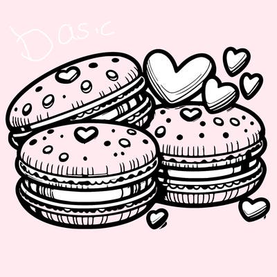 macarons with heart-shaped