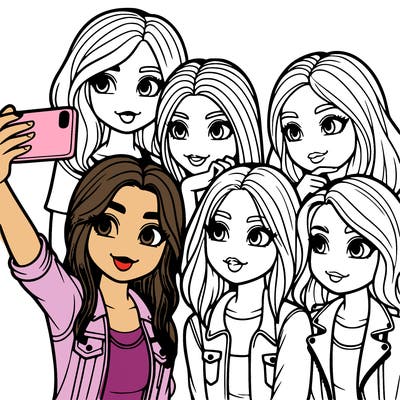 group of girls taking a selfie