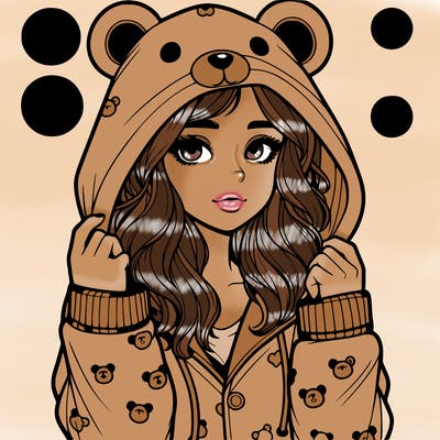 realistic girl in a animal pjs hoodie