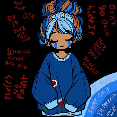 girl with baggy sweatshirt and messy bun