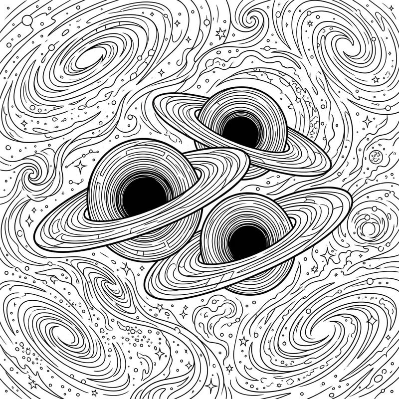 Dive into the enigmatic beauty of the cosmos with this stunning dormant black holes coloring page. Featuring intricate details of celestial wonders, it promises an engaging and relaxing artistic escape.