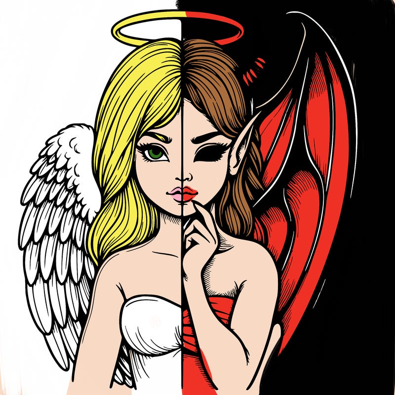 realistic angel half demon