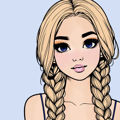 realistic girl with braids