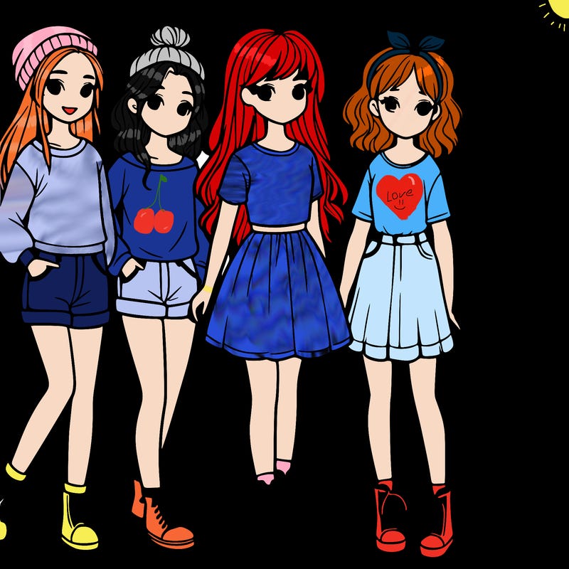 a group of five girls
