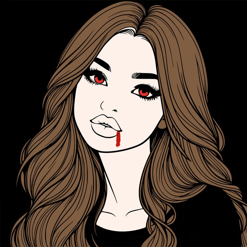 realistic girl with hair on her hair and lips