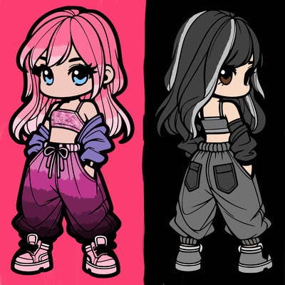 girl in crop top and baggy pants