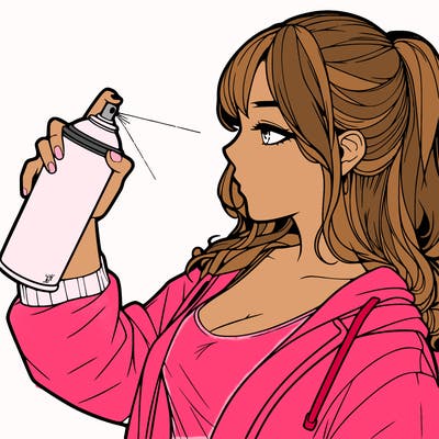 a realistic girl spray, painting