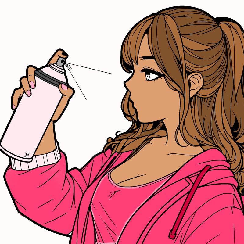 a realistic girl spray, painting