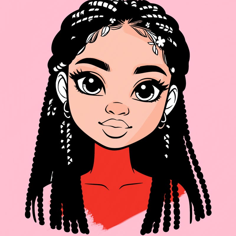 a realistic black girl with braids